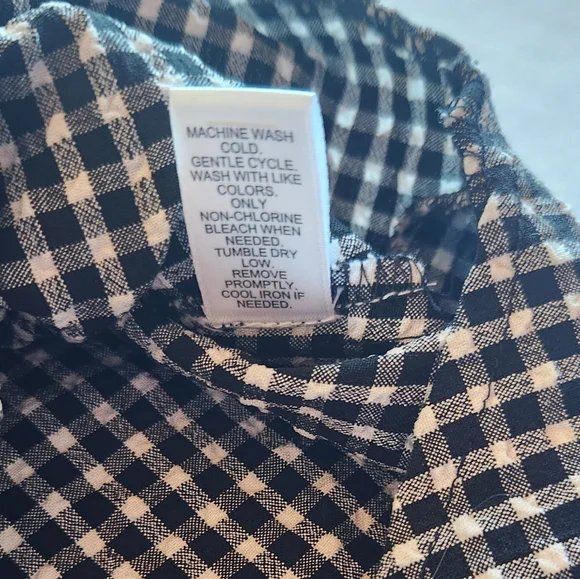 CATO 2X Black White Gingham Puff Sleeve Ruffle Blouse Top - Picture 9 of 11